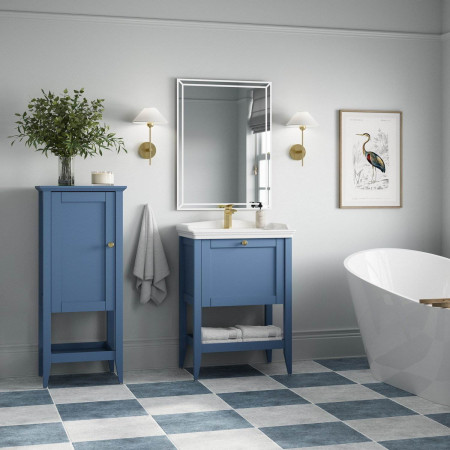 AJAX116036 Ajax Linwood 800mm Floor Standing Matt Misty Blue Vanity Unit with Basin Lifestyle