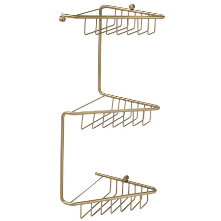 Ajax Linwood Brushed Brass Three Tier Corner Shower Basket