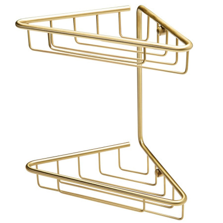 Ajax Linwood Brushed Brass Two Tier Corner Shower Basket