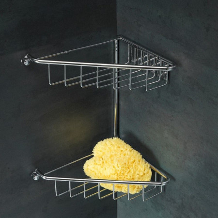 AJAX101697 Ajax Linwood Chrome Two Tier Corner Shower Basket (2)