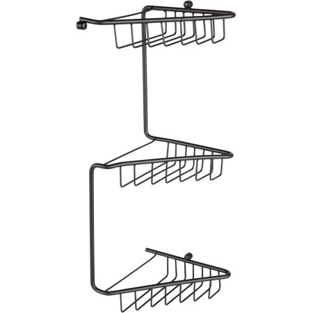 Ajax Linwood Matt Black Three Tier Corner Shower Basket