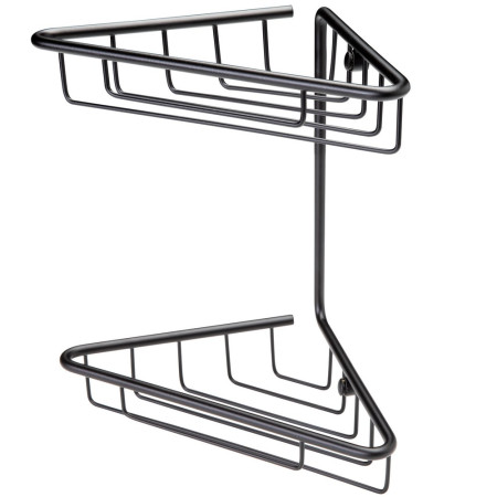 Ajax Linwood Matt Black Two Tier Corner Shower Basket