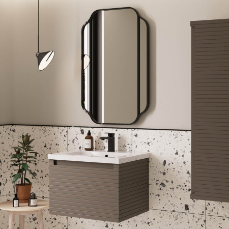 AJAX116290 Ajax Littlefield 600 x 900mm Black Bathroom Mirror Lifestyle