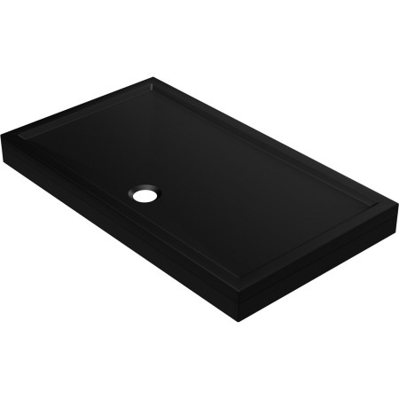 AJAX111435 Ajax Low Profile 1000 x 800mm Matt Black Rectangular Shower Tray with a Riser Kit