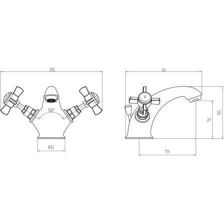 AJAX105730 Ajax Lud Chrome Traditional Basin Mixer with Waste (4)