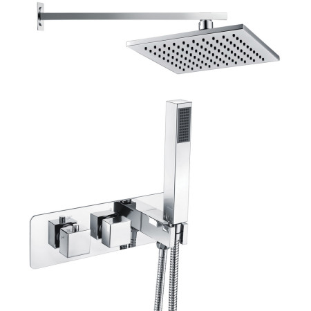 Ajax Ludford Chrome Two Outlet Twin Valve with Handset and ABS Overhead