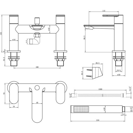 AJAX105761 Ajax Lymm Chrome Bath Shower Mixer (3)