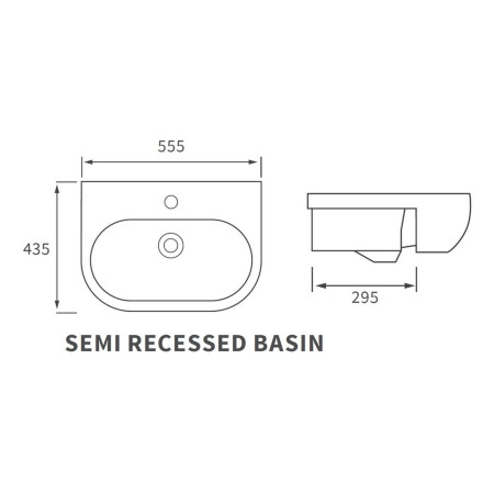 AJAX106135 Ajax Maltby 1TH Semi Recessed Basin Line Drawing