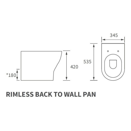 AJAX106141 Ajax Maltby Rimless Back to Wall WC and Soft Close Seat Line Drawing