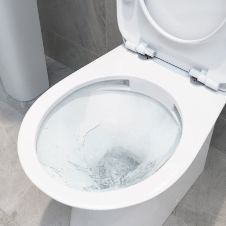 AJAX106139 Ajax Maltby Rimless Short Projection Open Back Close Coupled WC and Seat Rimless Pan