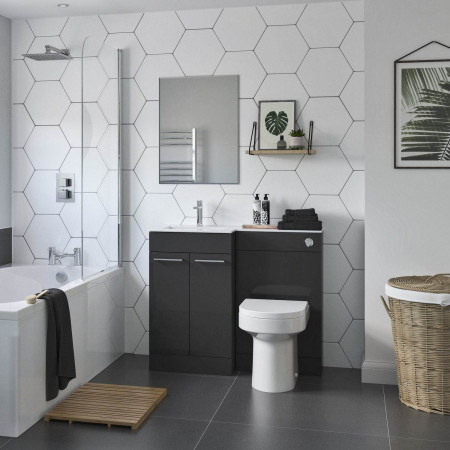 AJAX111681 Ajax Manby 1000mm Left Hand Gloss Anthracite Combination Unit with Basin Lifestyle