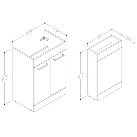AJAX111684 Ajax Manby 1000mm Left Hand Oak Combination Unit with Basin Dimensions