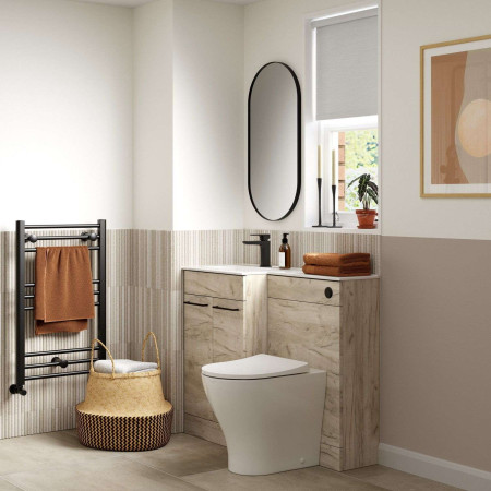 AJAX111684 Ajax Manby 1000mm Left Hand Oak Combination Unit with Basin Lifestyle