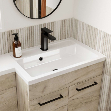 AJAX111685 Ajax Manby 1000mm Right Hand Oak Combination Unit with Basin and Black Tap