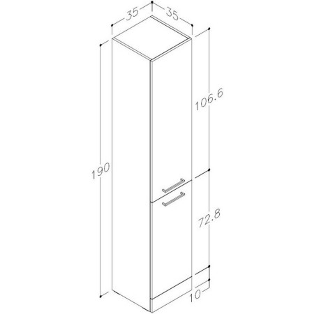 AJAX107500 Ajax Manby 350mm Oak Floor Standing Tall Storage Unit Line Drawing