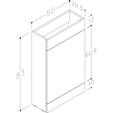 AJAX111693 Ajax Manby 900mm Left Hand Gloss Anthracite Combination Unit with Basin WC Unit Line Drawing