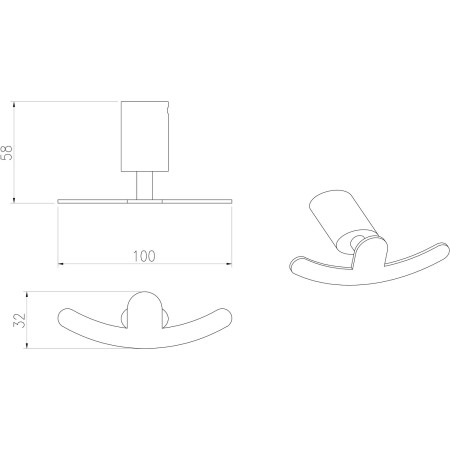 AJAX116321 Ajax Manton Black Robe Hook Dimensions