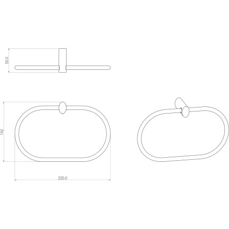 AJAX116312 Ajax Manton Black Towel Ring Dimensions