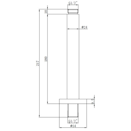 AJAX106789 Ajax Matt Black Round 180mm Ceiling Mounted Shower Arm (3)