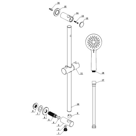 AJAX106790 Ajax Matt Black Round Slider Rail Kit and Three Spray Handset (2)