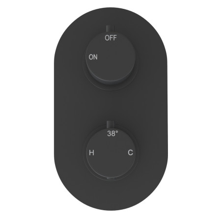 AJAX106796 Ajax Matt Black Thermostatic Two Outlet Twin Concealed Shower Valve (2)