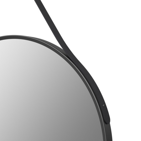 AJAX106271 Ajax Navensby 600mm Rounded Matt Black Bathroom Mirror Close Up