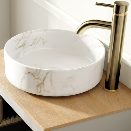 AJAX105806 Ajax Ouse Brushed Brass Tall Basin Mixer Lifestyle