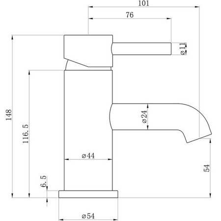 AJAX108986 Ajax Ouse Brushed Bronze Basin Mixer with Waste Line Drawing