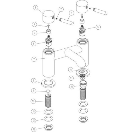 AJAX108990 Ajax Ouse Brushed Bronze Bath Filler Parts Diagram