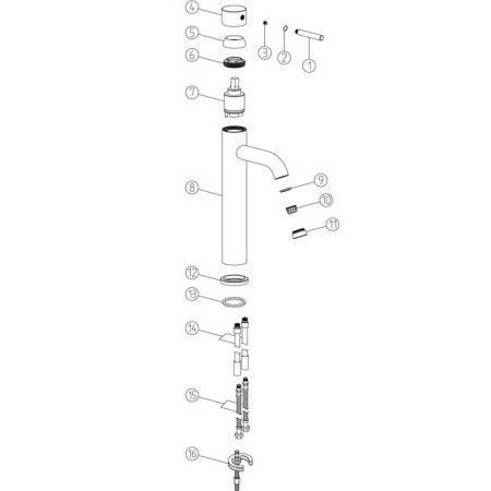 AJAX108989 Ajax Ouse Brushed Bronze Tall Basin Mixer Parts Diagram