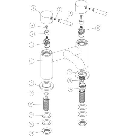 AJAX111495 Ajax Ouse Matt Black Bath Filler Parts Diagram