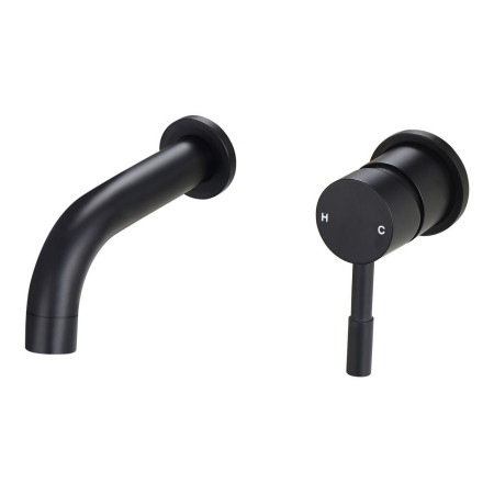 Ajax Ouse Matt Black Wall Mounted Basin Mixer with 155mm Spout