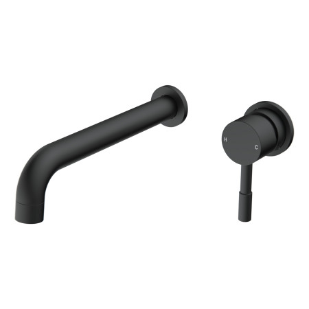 Ajax Ouse Matt Black Wall Mounted Basin Mixer with 220mm Spout