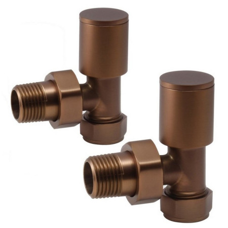 Ajax Patterned Brushed Bronze Angled Radiator Valves