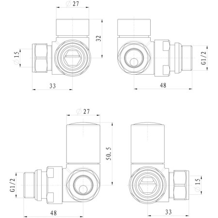 AJAX103016 Ajax Patterned Chrome Corner Radiator Valves (2)