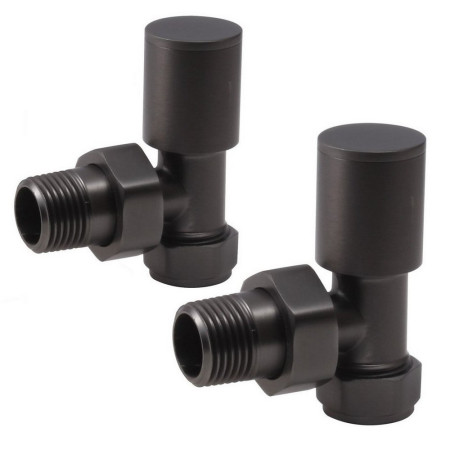 Ajax Patterned Matt Black Angled Radiator Valves