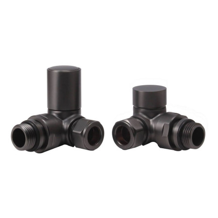 Ajax Patterned Matt Black Corner Radiator Valves