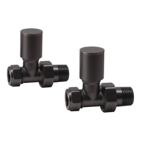 Ajax Patterned Matt Black Straight Radiator Valves