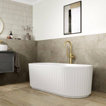 AJAX108532 Ajax Raventhorpe 1700 x 750mm Fluted Freestanding Bath Lifestyle