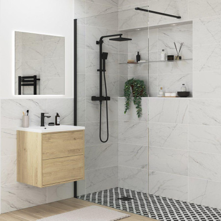 Ajax Reni Black 8mm Clear Glass 1100mm Wetroom Panel