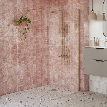 Ajax Reni Brushed Bronze 8mm Clear Glass 760mm Wetroom Panel