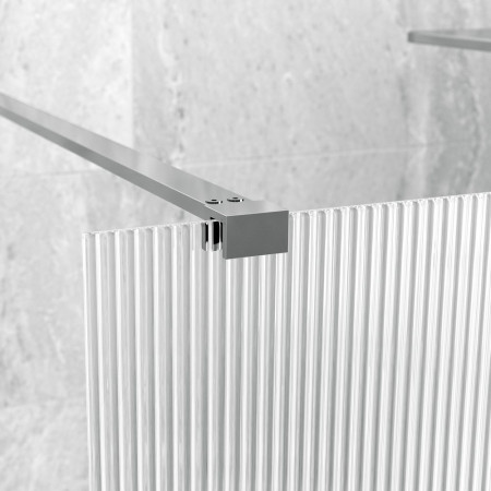 AJAX107531 Ajax Reni Chrome 8mm Fluted Glass 800mm Wetroom Panel Support Arm