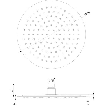 AJAX105862 Ajax Round 250mm Stainless Steel Ultra Slim Showerhead (3)