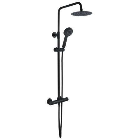Ajax Round Black Thermostatic Bar Mixer Shower with Riser Kit