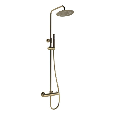 Ajax Round Brushed Bronze Thermostatic Bar Mixer Shower with Riser Kit