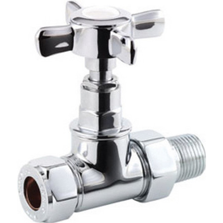 Ajax Round Chrome Straight Traditional Crosshead Radiator Valves