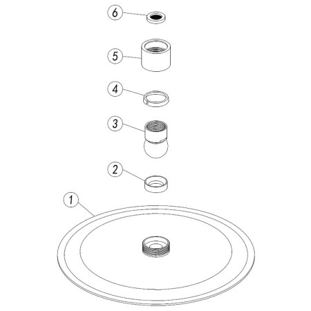 AJAX106792 Ajax Round Matt Black 200mm Stainless Steel Showerhead Parts Diagram