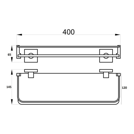 AJAX101695 Ajax Roxby Chrome 400mm Glass Shelf Dimensions