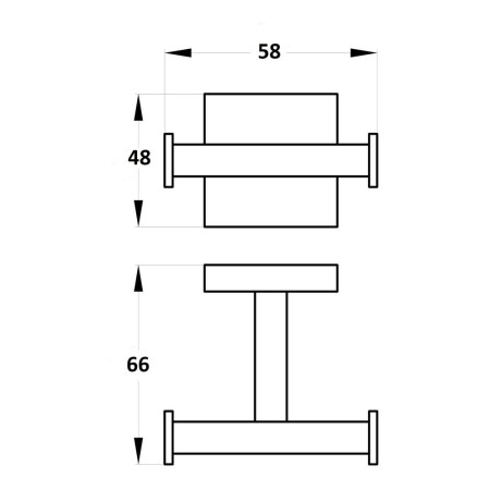 AJAX101691 Ajax Roxby Chrome Double Robe Hook Line Drawing