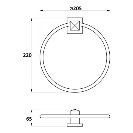 AJAX101689 Ajax Roxby Chrome Towel Ring Dimensions